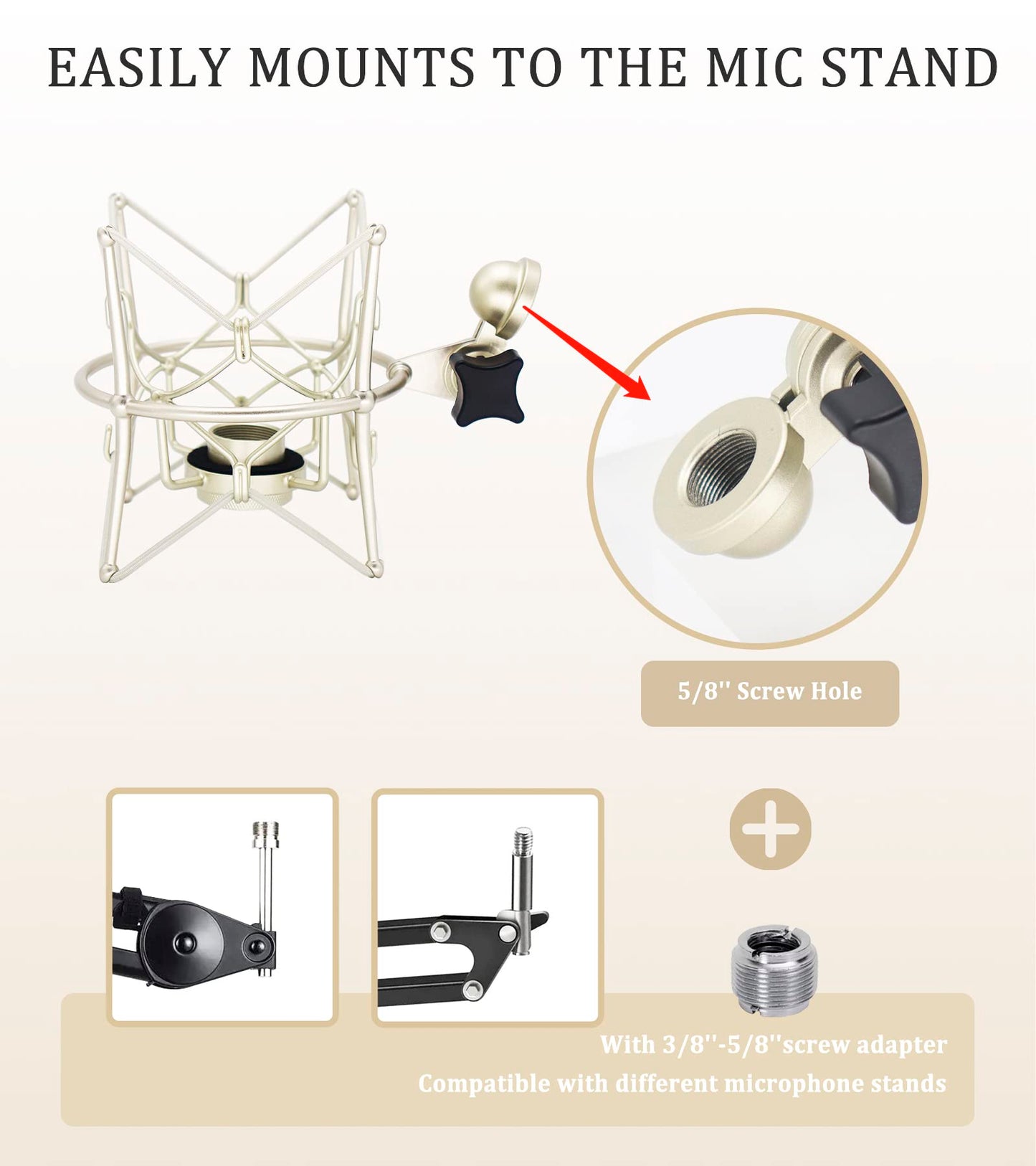 SUUNTOK Microphone Shock Mount Anti-Vibration Mic Holder Spider Recording Mic Shockmount Stand Compatible with Neumann U87 Ai, U89 i and TLM 67