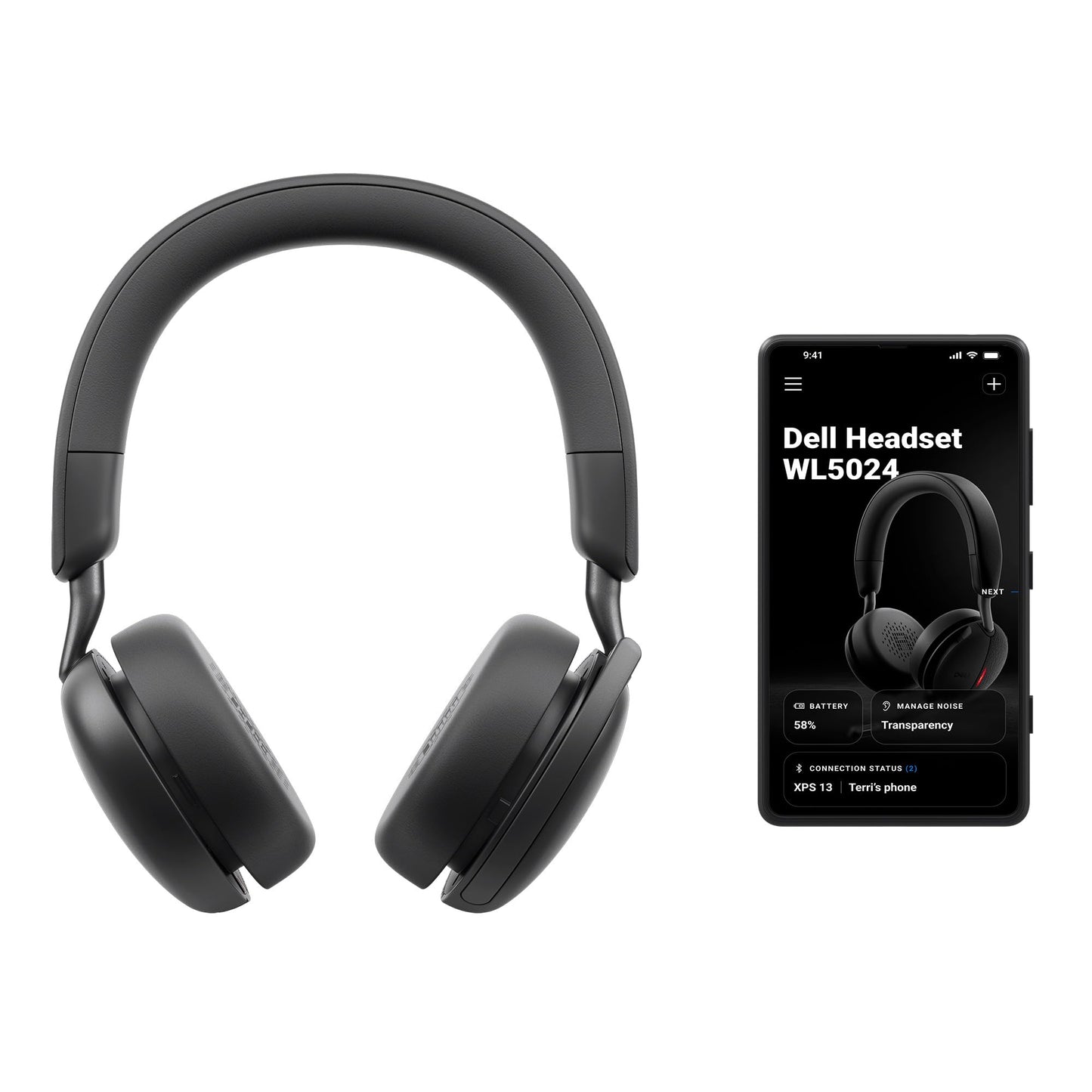 Dell Wireless ANC Headset WL5024, Hybrid ANC, Teams Certified