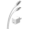 Scosche PowerVolt PD30 USB-C 30W Mini Adapter Plug, Power Delivery 3.0 Home Wall Charger with 8 FT Long Type-C to Lightning Fast Charging Cable, Block
