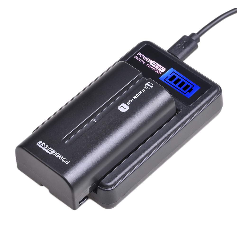 PowerTrust 2 Pack NP-FM50 Batteries and LCD USB Charger for Sony NP-FM51, NP-FM30,CCD-TRV126 CCD-TRV128 CCD-TRV138 and Sony M Type NP-FM50 Equivalent