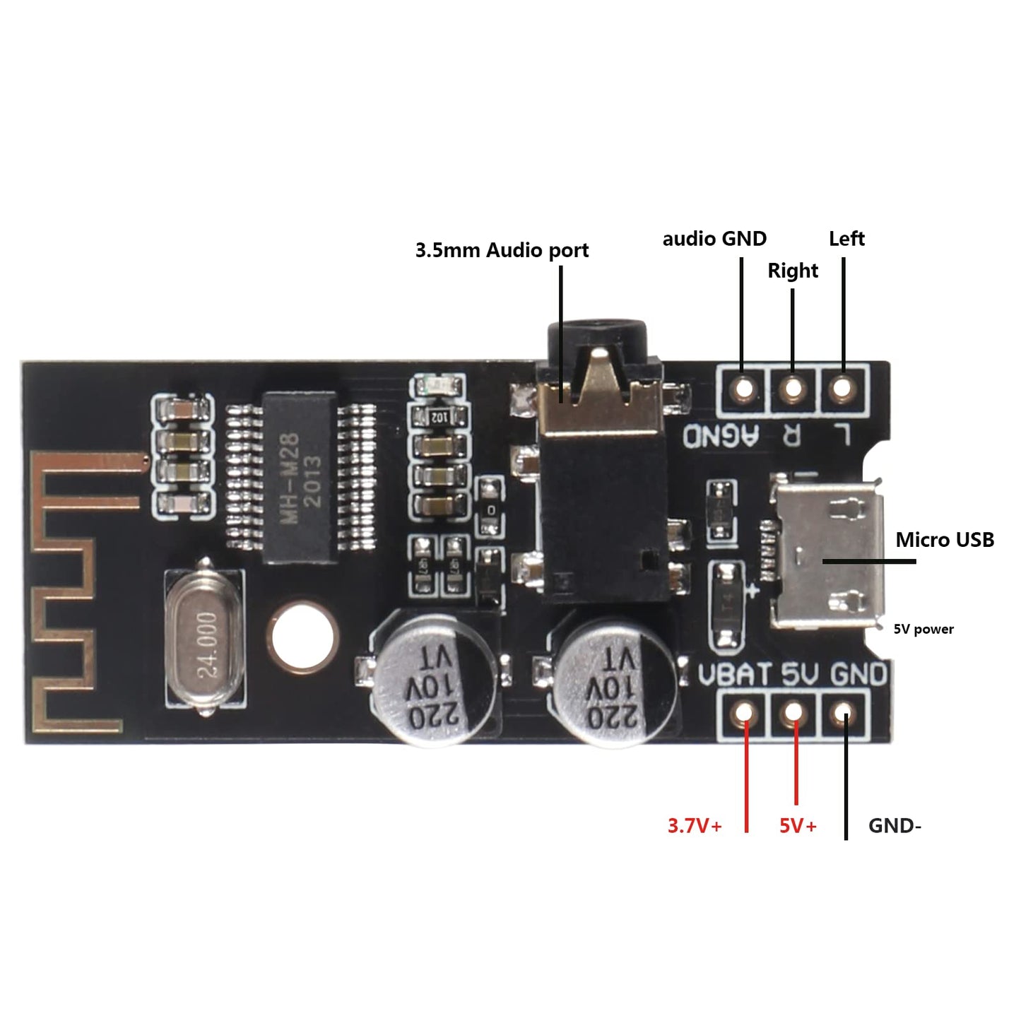 QCCAN MH-M18/M28/M38 MP3 Decoder Board Bluetooth 4.2 5.0 Audio Module MP3 Receiver Board Wireless Stereo Sound Module (M28)