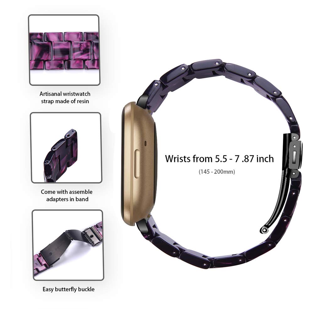 Kabbba Resin Watch Band Compatible with Fitbit Versa 4/Sense 2/Versa 3/Fitbit Sense, Lightweight Adjustable Fashion Bracelet Wristband Replacement