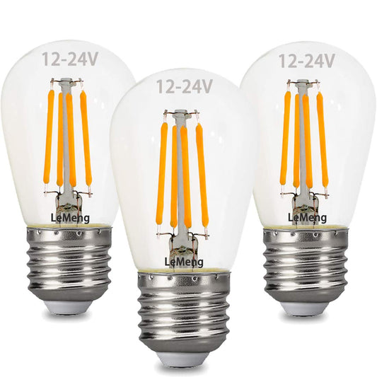 12volt LED Light Bulb 4W Edison Filament Vintage E26 Base 3000K Warm White