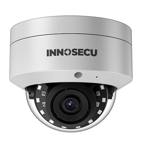 INNOSECU 5MP Security PoE Camera, Outdoor Dome IP Surveillance Camera IK10, Built-in Mic, 2.8mm Lens Wide Angle 110?, Night Vision 100ft