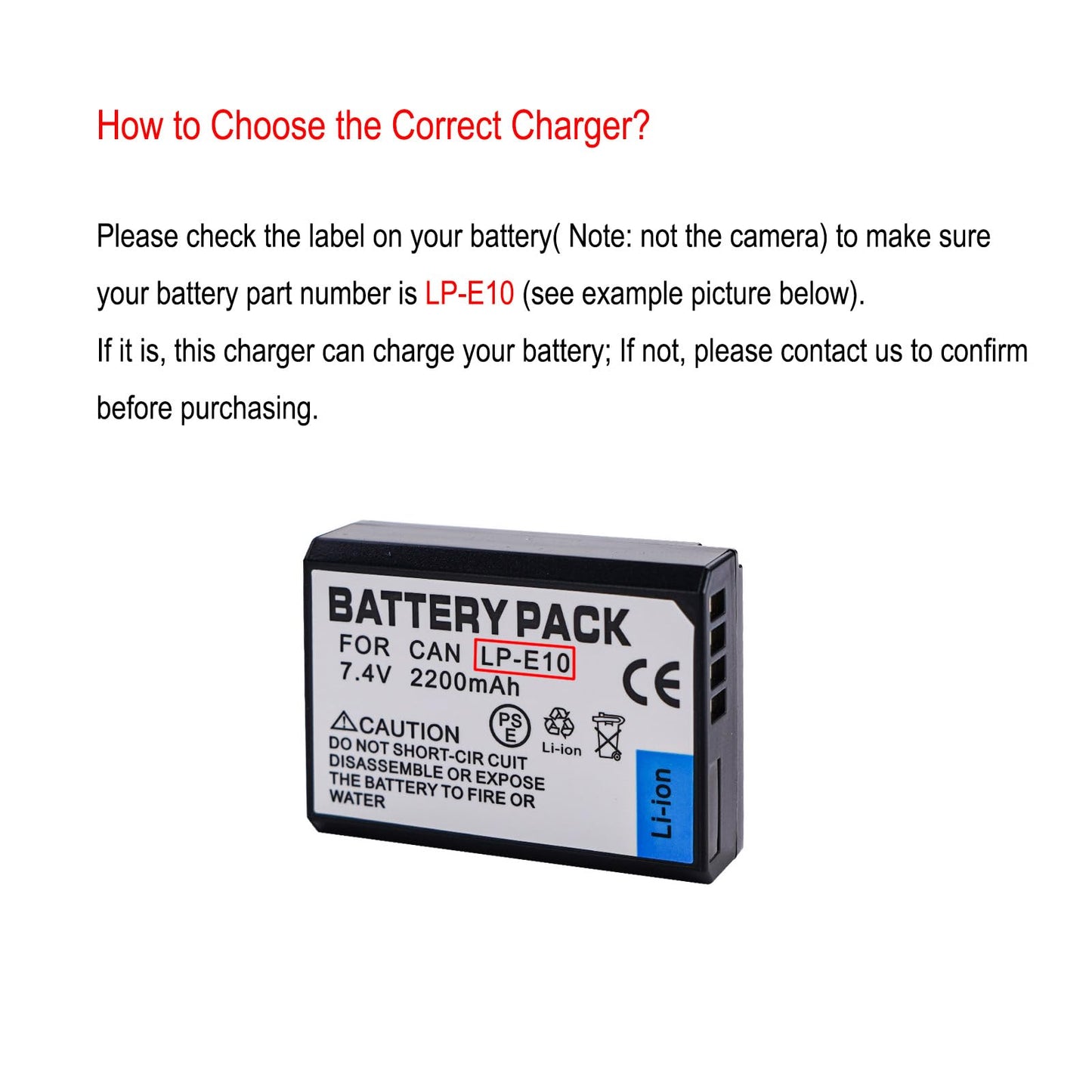 LP-E10 Battery Charger for Canon EOS Rebel T3, T5, T6, T7, Kiss X50, X70, X80, X90, 1100D, 1200D, 1300D(Not compatible with T3i T5i T6i T7i)