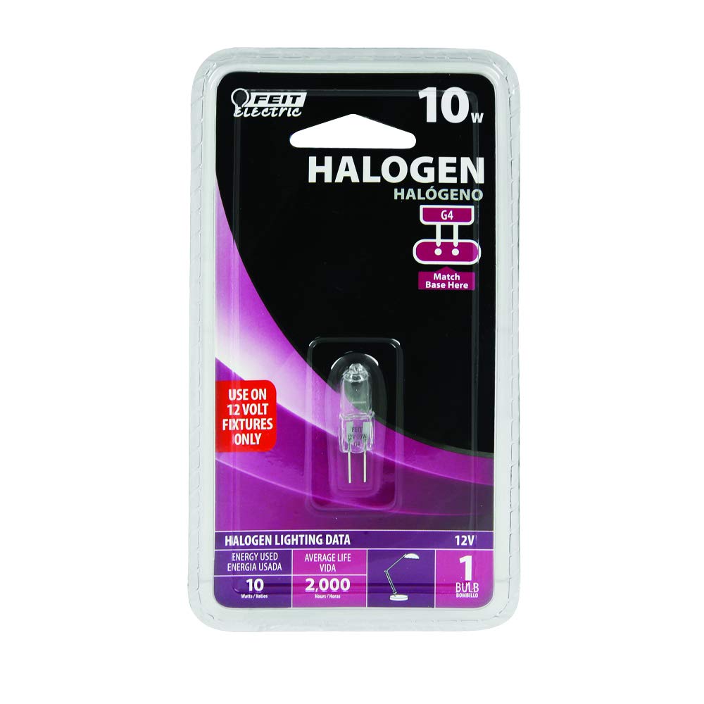 Feit Electric BPQ10T3/RP 10-Watt T3 Halogen Bulb with Bi-Pin Base, Clear, 1.25" H, BPQ10T3/RP