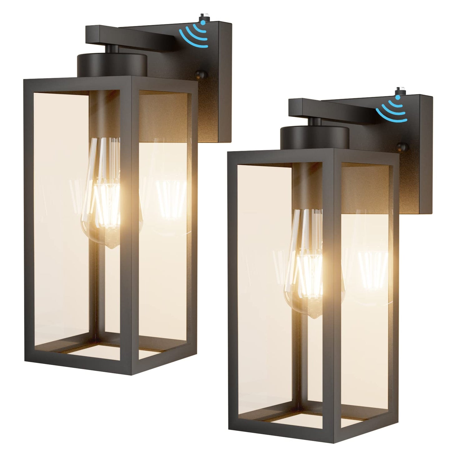 Tipace Dusk to Dawn Outdoor Wall Lantern,Matte Black Sensor Exterior Light Fixtures,Exterior Wall Sconce with Clear Glass Shade for Doorway Entryway