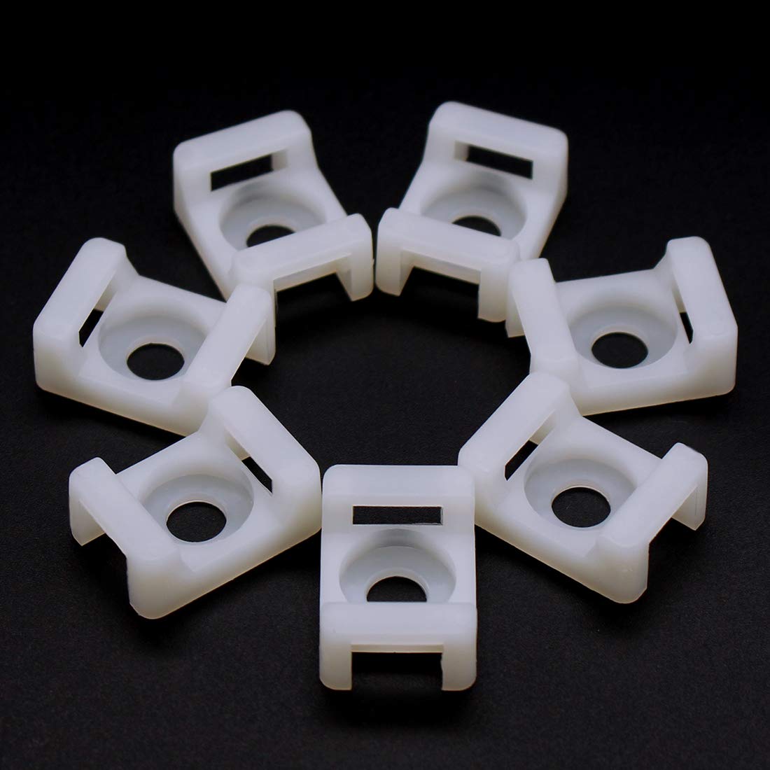 100Pcs Cable Tie Mount Saddle Set, 9mm Saddle Cable Mounts, Plastic Cable Tie Base, White Cable Tie Saddle Base for Wire Management, Cord Organization