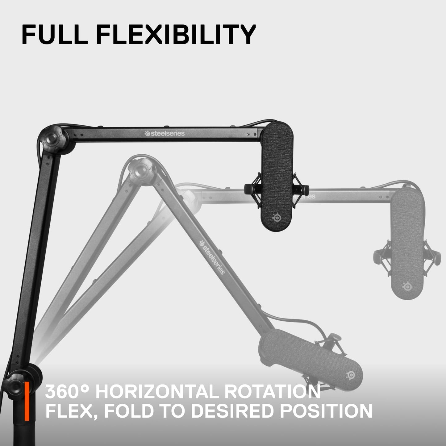 SteelSeries Alias/Alias Pro Mic Boom Arm - For Gaming, Streaming, and Podcasting - 360° Rotation - Desk Clamp - Folding Scissor Design - Hidden