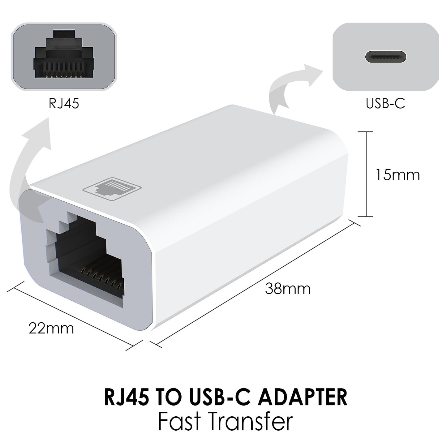 Magiclifee USB C to RJ45 Ethernet Adapter, Gigabit 100Mbps Network LAN Converter, USB-C Female to RJ45 Female Wired Ethernet Hub for Laptop PC Tablet