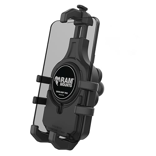 RAM MOUNTS Quick-Grip Pro Motorcycle Phone Holder with Vibration Damper, B Size 1" Ball Mount for Smartphones & GPS Devices, RAM-HOL-PD5BVU