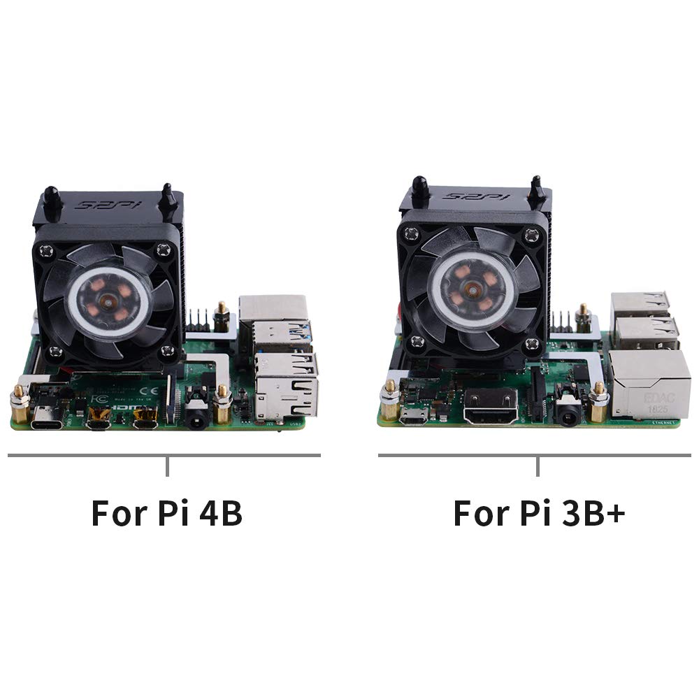 GeeekPi ICE Tower Cooler with RGB Cooling Fan & Aluminum Heatsink for Raspberry Pi 4B/3B+/3B (Black)