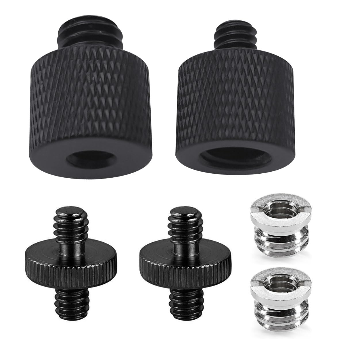 Threaded Tripod Screw Adapter Double Head Stud Standard Mounting Thread Converter 1/4" Male to 3/8" Female Adapter Set for Camera Cage Mount Light
