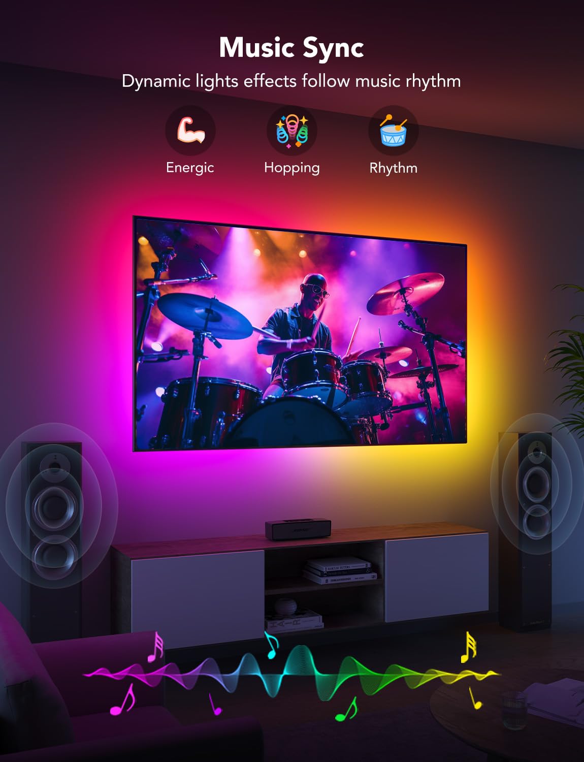 Govee TV LED Backlight Strip, RGBIC Smart LED Backlight for 40-50inch TVs, Music Sync, Wi-Fi Bluetooth & App Control, Works with Alexa & Google