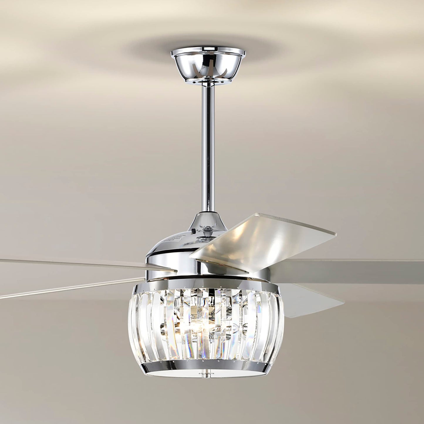 WAREHOUSE OF TIFFANY'S AY18Y18CR Nadire 52 in. 3-Light Indoor Chrome Finish Ceiling Fan with Light Kit and Remote