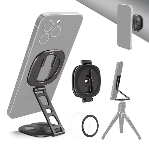 NEEWER Dual Magnetic Phone Ring Holder, Slim Folding Cell Phone Grip Stand Tripod Mount with 1/4" Thread & Cold Shoe Mount, Compatible with MagSafe