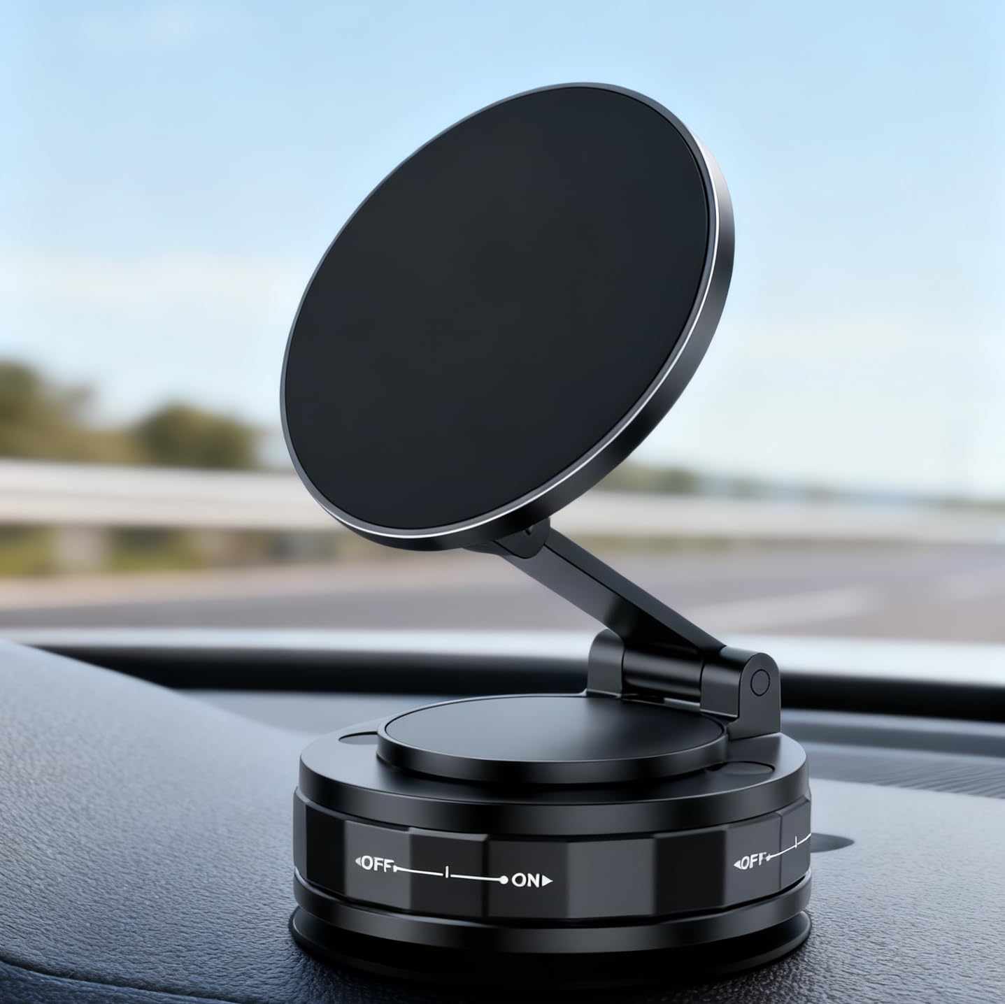 Magnetic Phone Holders for Your Car,360°Adjustable Car Mount,Vacuum Suction Cup Phone Mount (Black- Disc)