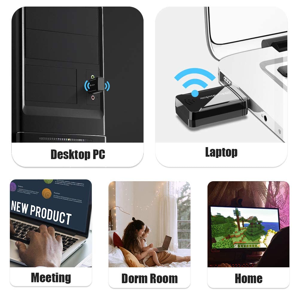 Blueshadow AC1300 USB WiFi Adapter - 2.4G/5G Dual Band Wireless Network Adapter for Desktop Computers PC, MU-MIMO WiFi Dongle, USB 3.0, Supports