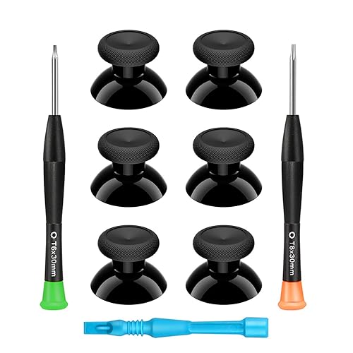 Xbox One Controller Joystick Replacement - 6PCS Original Thumbsticks Analog Thumb Sticks Parts - True Rubberized with T8 T6 Repair Screwdriver Kit
