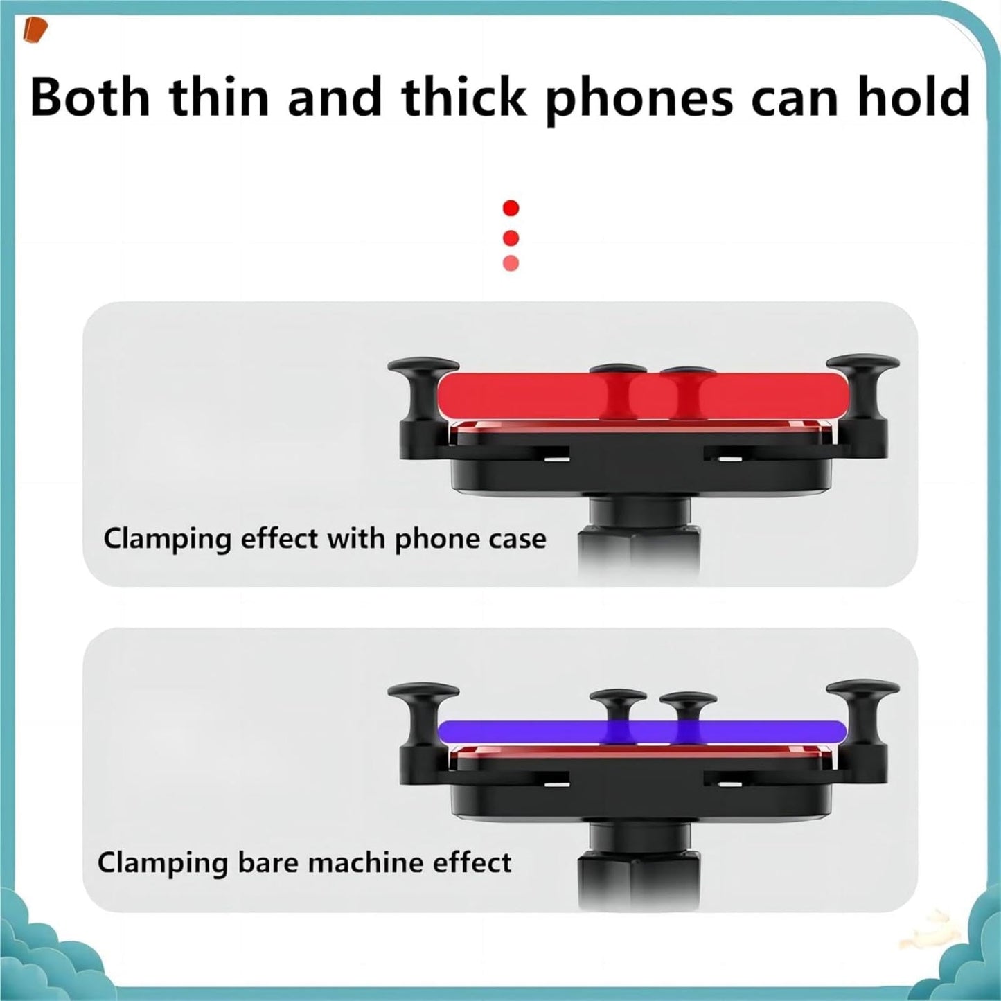 LXQTAO Car Phone Holder - Silver Tone Telescoping Phone Stand for Car Vent, Gravity-Based Mini Cartoon Car Phone Bracket, Unfolding Car Phone Mount