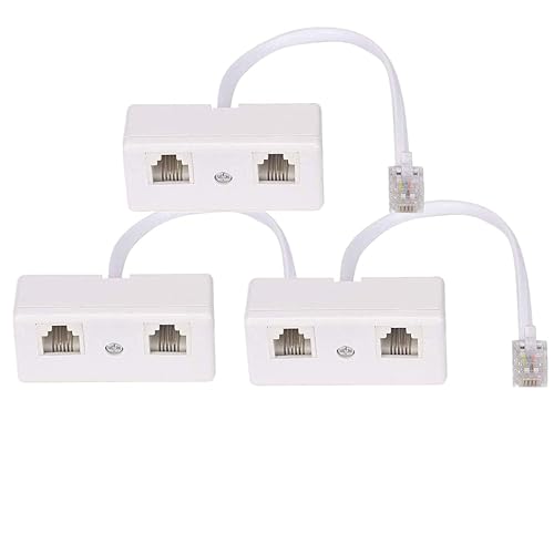 Telephone Splitters, RJ11 6P4C Duplex Wall Jack Adapter Dual Phone Line Splitter Wall Jack Plug 1 to 2 Modular Converter Adapter for Office Home ADSL