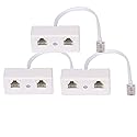 Telephone Splitters, RJ11 6P4C Duplex Wall Jack Adapter Dual Phone Line Splitter Wall Jack Plug 1 to 2 Modular Converter Adapter for Office Home ADSL