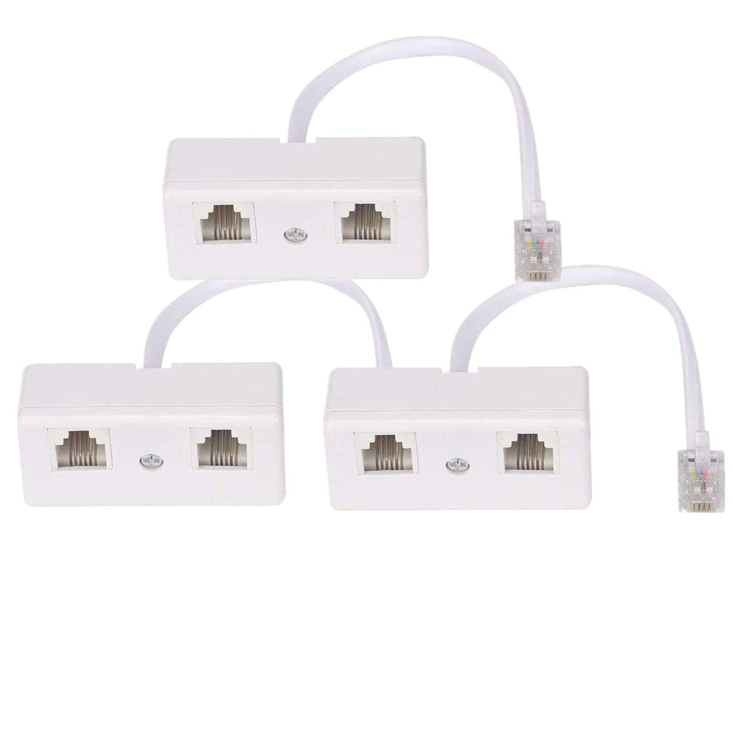 Telephone Splitters, RJ11 6P4C Duplex Wall Jack Adapter Dual Phone Line Splitter Wall Jack Plug 1 to 2 Modular Converter Adapter for Office Home ADSL