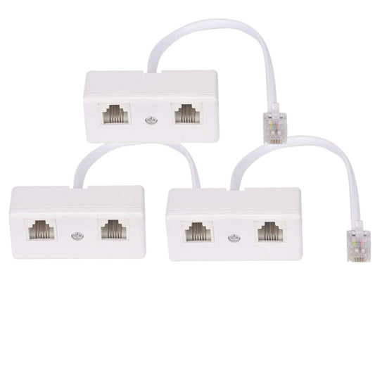 Telephone Splitters, RJ11 6P4C Duplex Wall Jack Adapter Dual Phone Line Splitter Wall Jack Plug 1 to 2 Modular Converter Adapter for Office Home ADSL