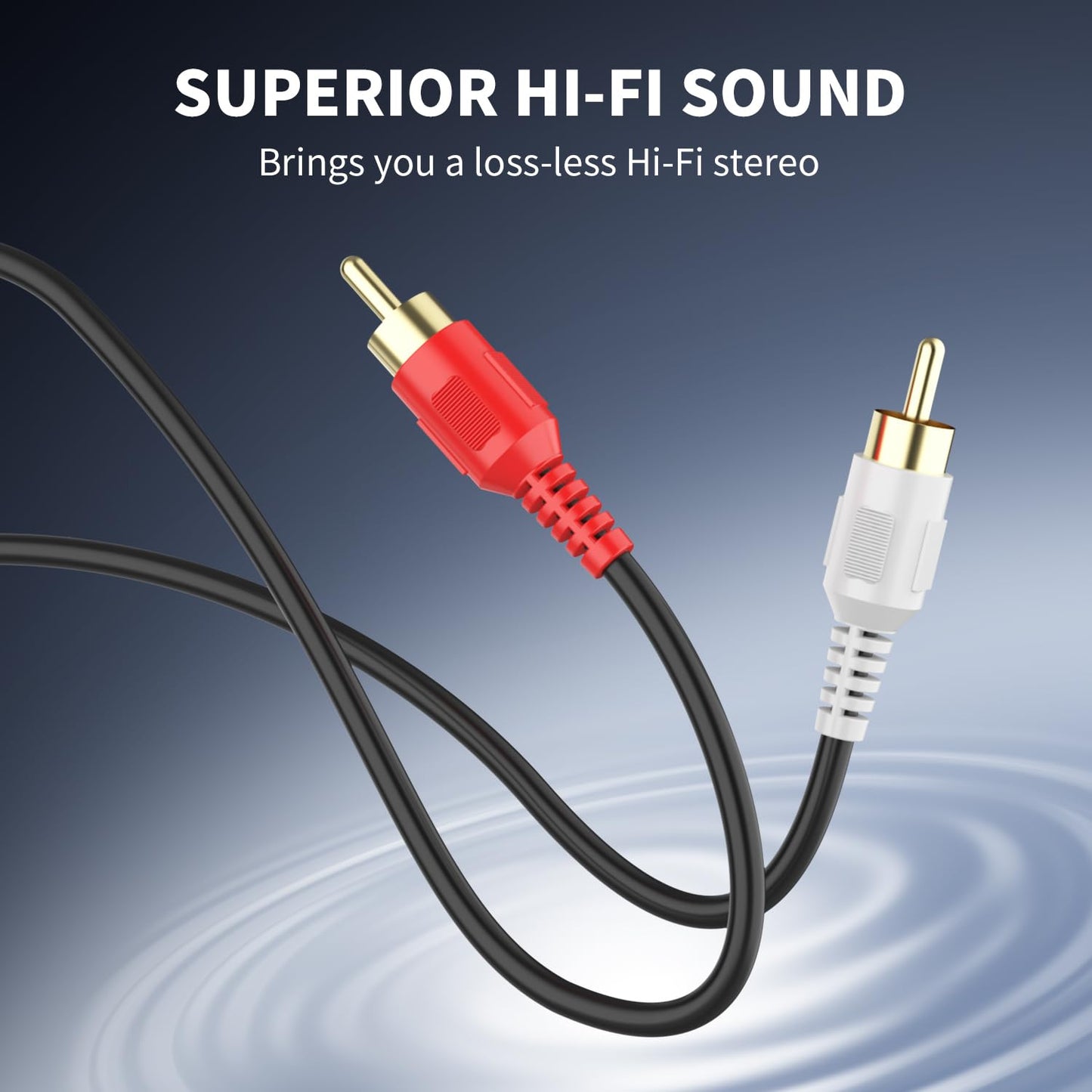 Abireiv RCA Cable 65ft,2RCA M/M Stereo Audio Cable [24K Gold Plated | Copper Core] 2RCA Male to 2RCA Male.For Home Theater, HDTV, Amplifiers, Hi-Fi