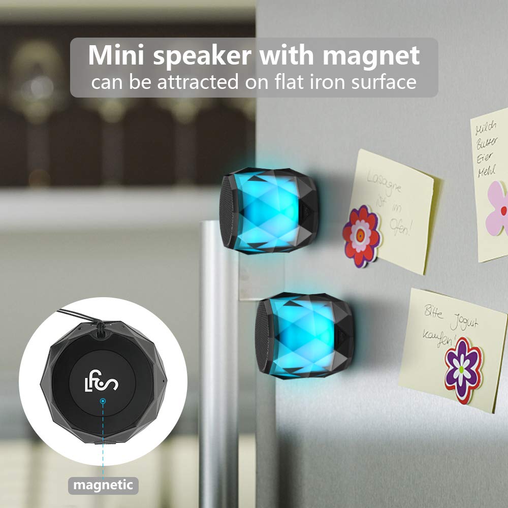 LFS Portable Bluetooth Speaker with Lights, Night Light Wireless Waterproof Speaker Magnetic, 7 Color LED Auto-Changing, Built-in microphone, TWS
