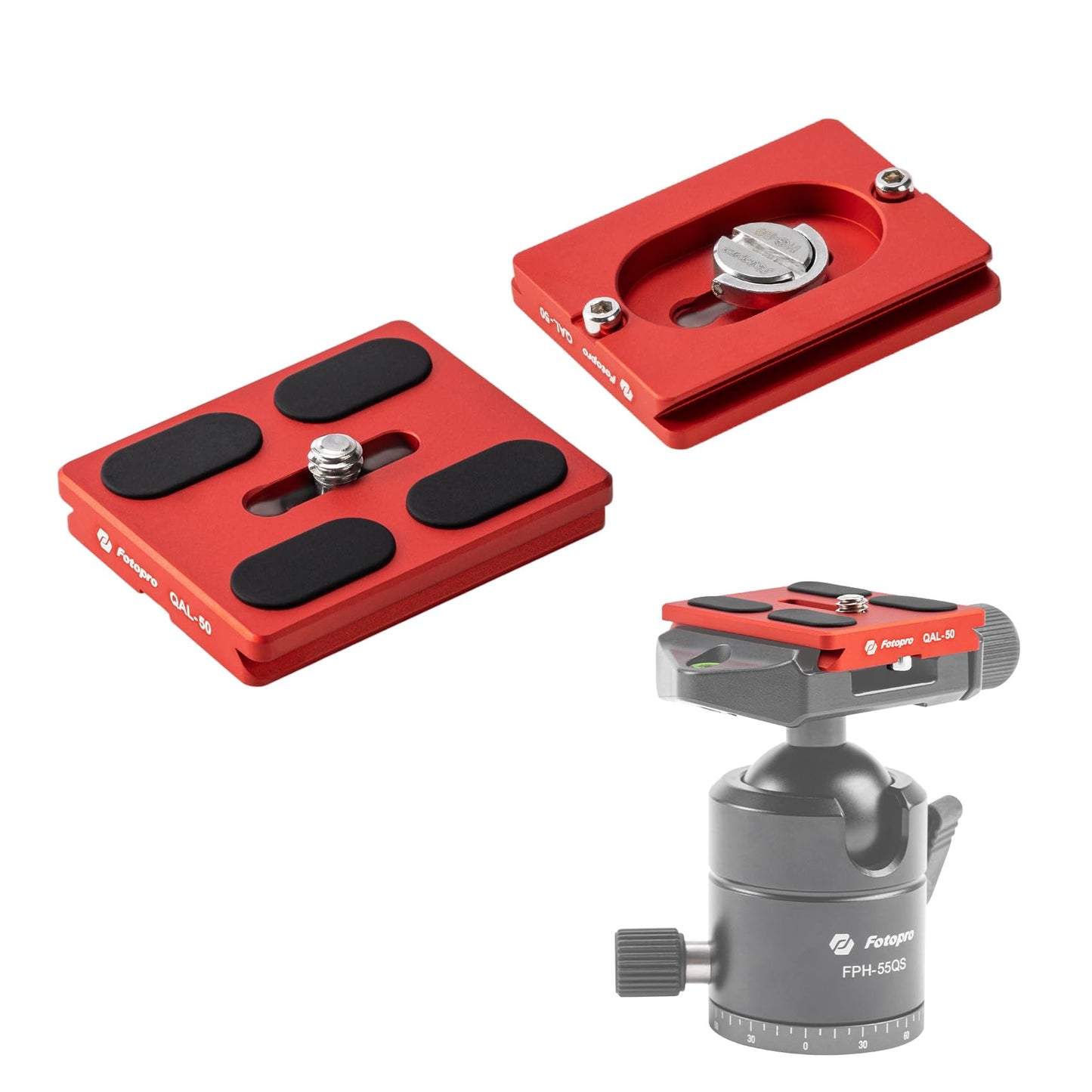 Fotopro 50mm arca Swiss Plate with 1/4 Inch Screw Universal Quick Release Plate for DSLR Camera Tripod Ball Head QAL-50 (Orange)