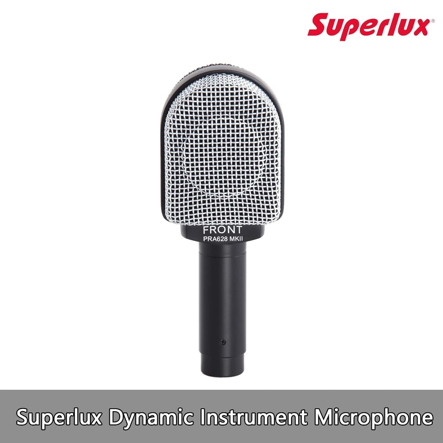 Superlux PRA628MKII Professional Dynamic Instrument Microphone, Wired Super-Cardioid Mic for Guitar/Bass Amps & Live Sound. Recording for Studio and