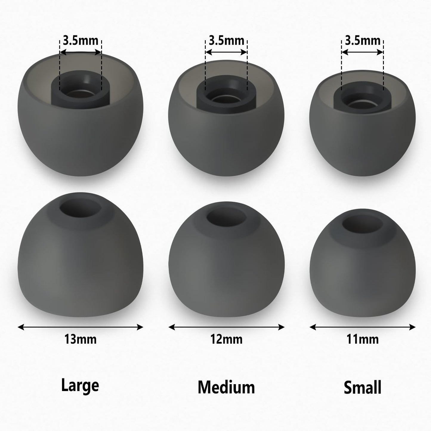 Geiomoo Silicone Eartips for Sony WF-1000XM6 Ear Tips, Replacement Earbuds Earpads (Black, L/M/S)