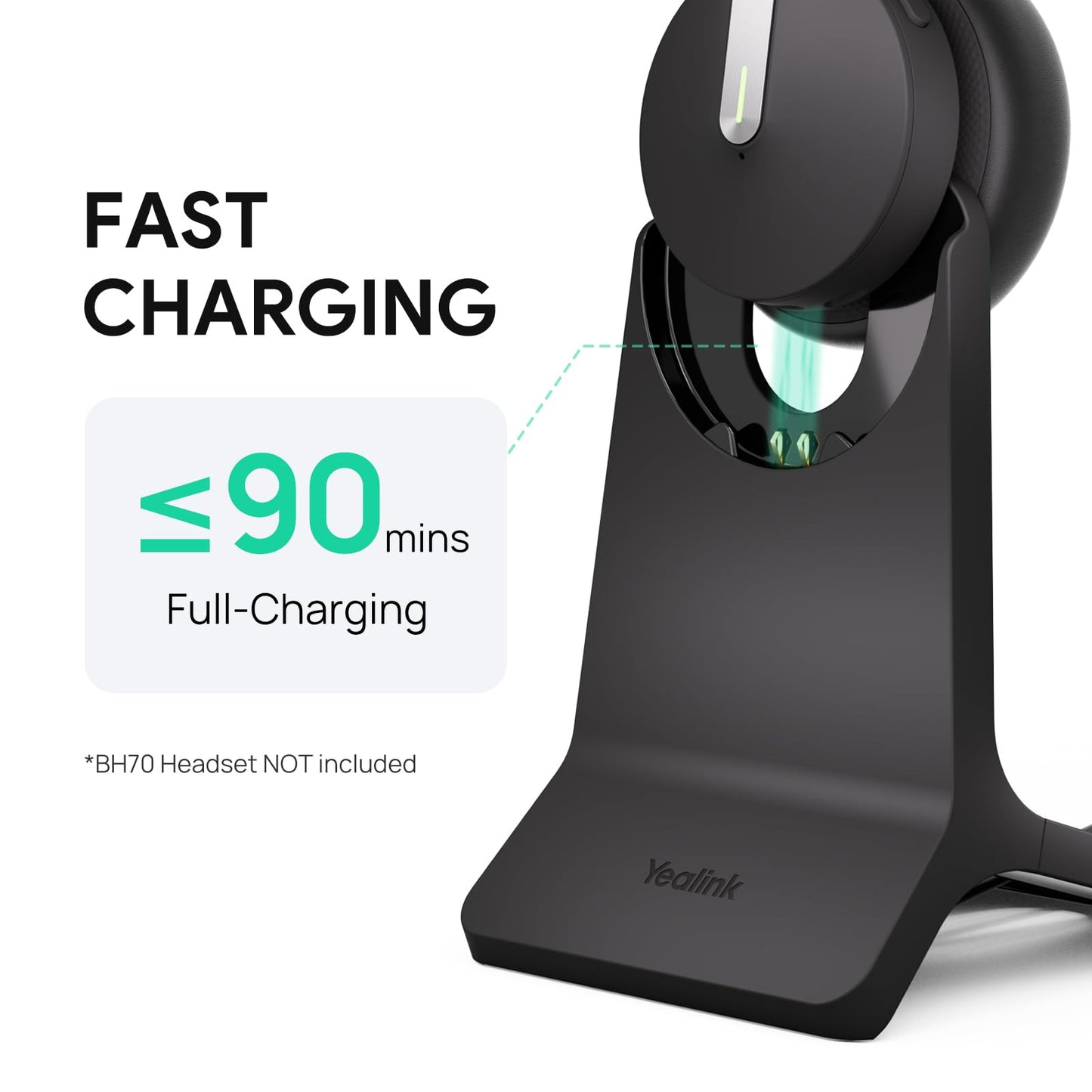 Yealink Charging Stand for BH70/WH64 Hybrid Wireless Bluetooth Headset with Mic for Work, up to 35h Talk Time, 90mins Full Charging, No Power Adapter…
