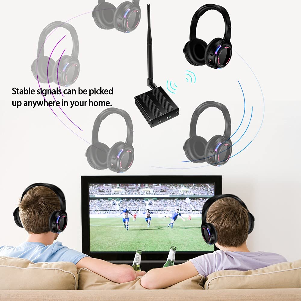 AYVVPII 10pcs Bundle Wireless Silent Disco LED Flashing Light Headphones with 1 Transmitter 500m Distance