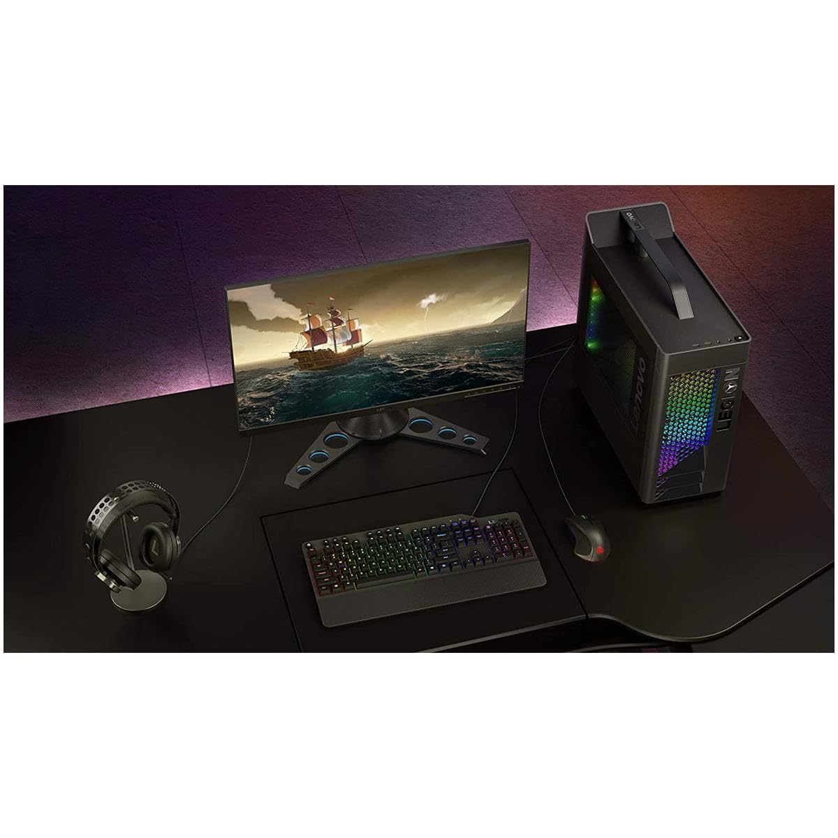 Lenovo GY40T26478 Legion K500 RGB Mechanical Gaming Keyboard, 3 ZONE Full-size Keyboard, 7 user Programmable Hot Keys; 16.8 Million Colors, 50