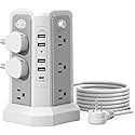 Surge Protector Power Strip Tower with PD18W USB C Port,10FT Extension Cord with 12 AC Mutiple Outlets 5 USB Charging Ports, PASSUS Power Tower Surge