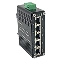 Mini 5-Port Ethernet Switch Hardened Industrial Gigabit Network Switch 10/100/1000BASE-T with Half/Full Duplex & Auto-MDI/MDI-X Function 12~48VDC Wide