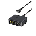 Baseus Charging Station 120W, 6-in-1 USB-C PD Fast Charging Desktop Charger with 5ft Extension Cord, 4 USB C, 2 USB A Ports, Travel Power Strip