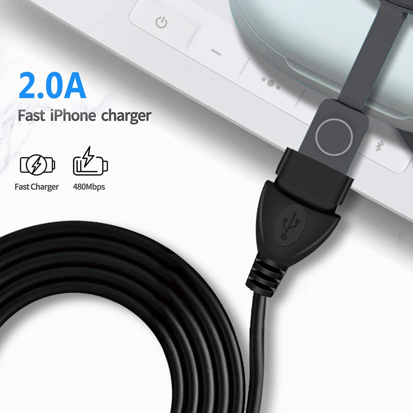 USB Wall Charger Adapter & Charging Cable Cord for JLab Go Ai Pop/Sport, JLab Epic Air an/Sport ANC, JLab JBuds Air/Sport/Executive/ANC/Play…