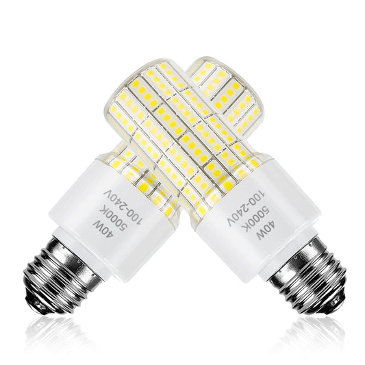 CA New Sunshine 2 Pack 40W Led Light Bulb(300W Equivalent) 5000 Lumens 5000K Daylight White Led Bulbs E26/E27 Medium Base for Indoor Outdoor Street