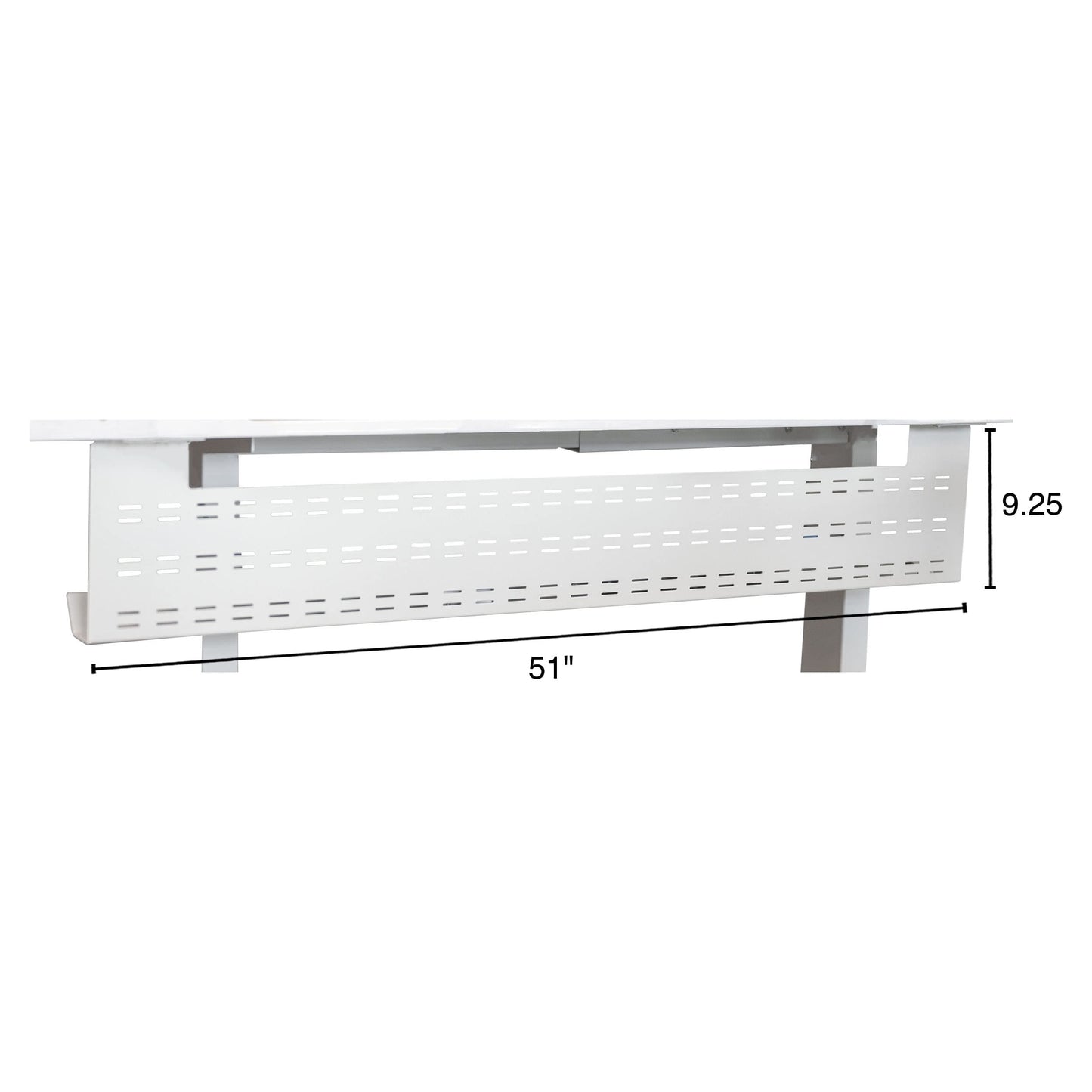 Stand Up Desk Store Under Desk Cable Management Tray Black Horizontal Computer Cord Raceway and Modesty Panel (White, 51")