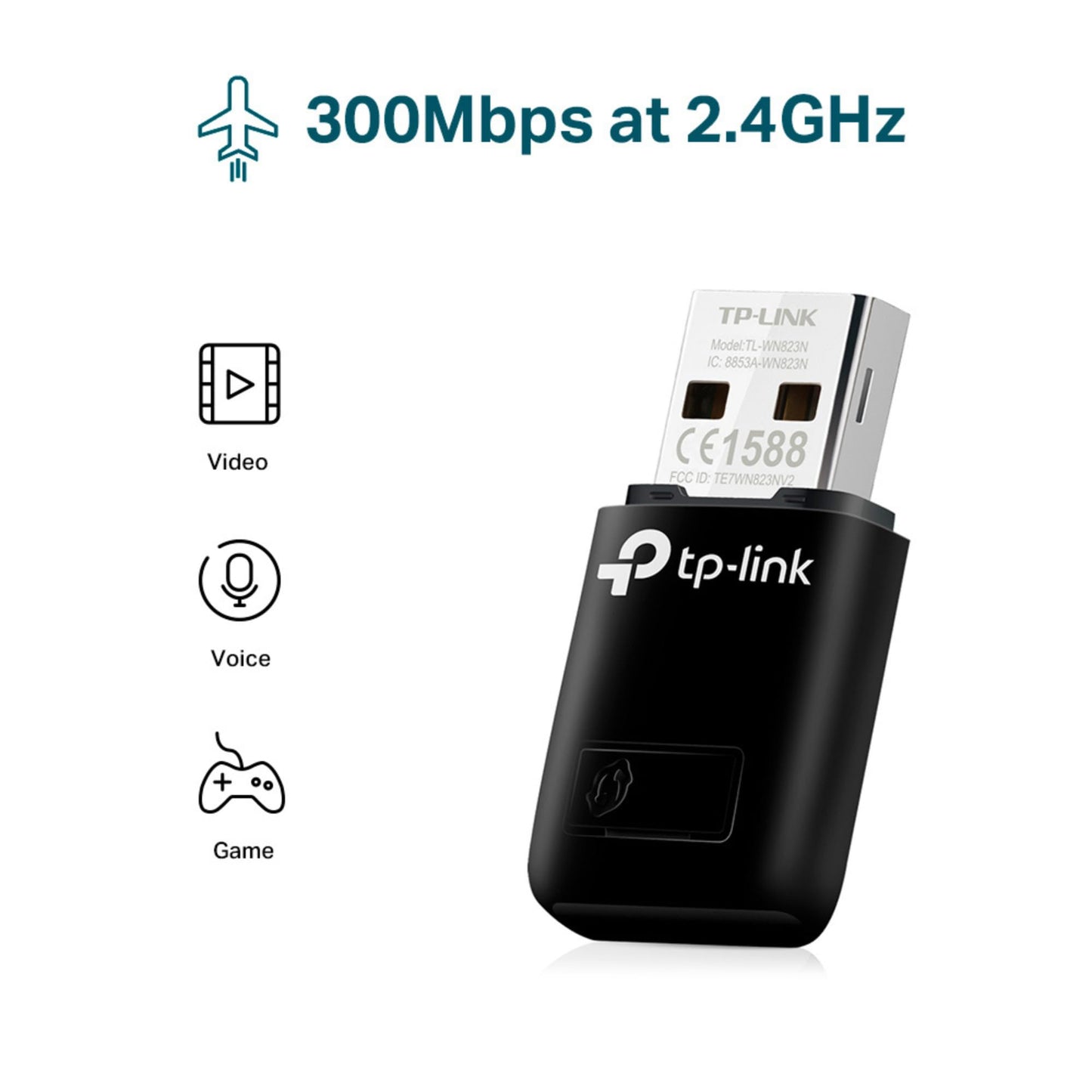 TP-Link TL-WN823N N300 Mini USB Wireless WiFi Network Adapter for pc, Ideal for Raspberry Pi