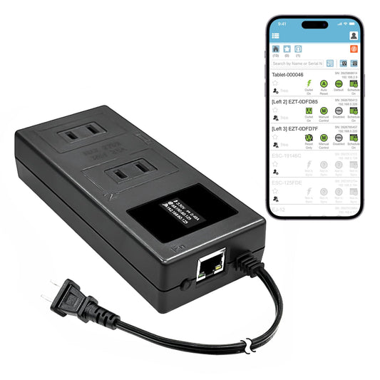 ezOutlet5-2R Smart Power Reset Device with Auto-Reset, 2 NEMA Sockets 2.5A, Wi-Fi & Bluetooth & App Controllable via LAN/Cloud, Router Rebooter