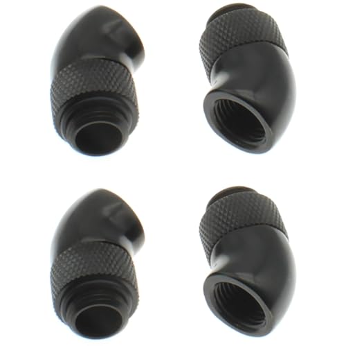 45° Extender Fitting,LBTODH 4pcs G1/4" Male to Female Brass Elbow Connector for Computer Water Cooling System