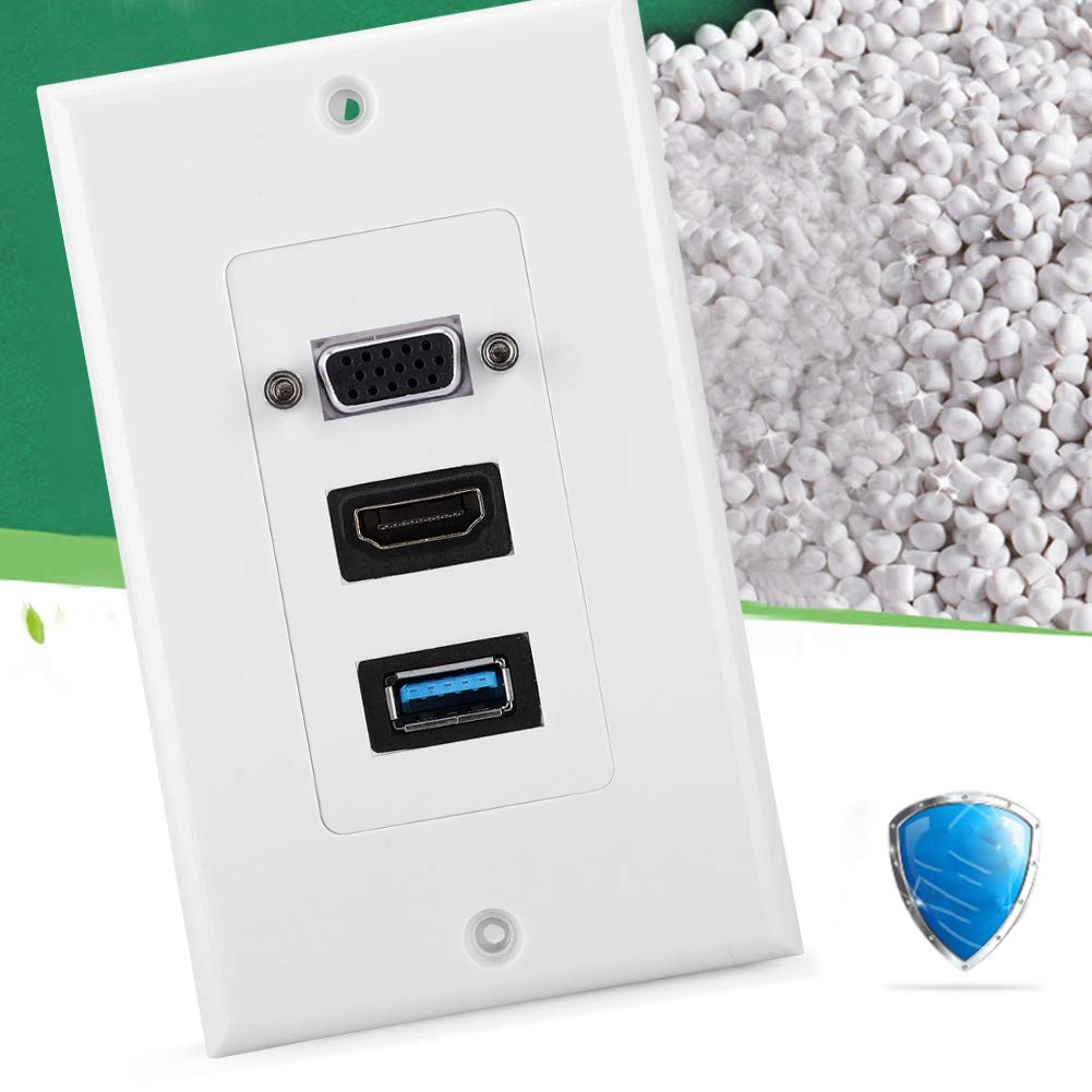 Zopsc USB VGA Wall Socket Panel Wall Mount Panel Adapter with Mounting Screws for Easy Installation