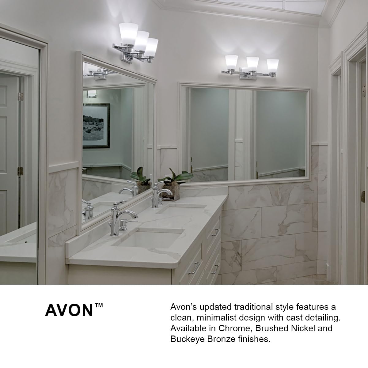 Hinkley Avon Collection Contemporary Modern Six Light Bathroom Vanity Fixture, Chrome with Clear Glass