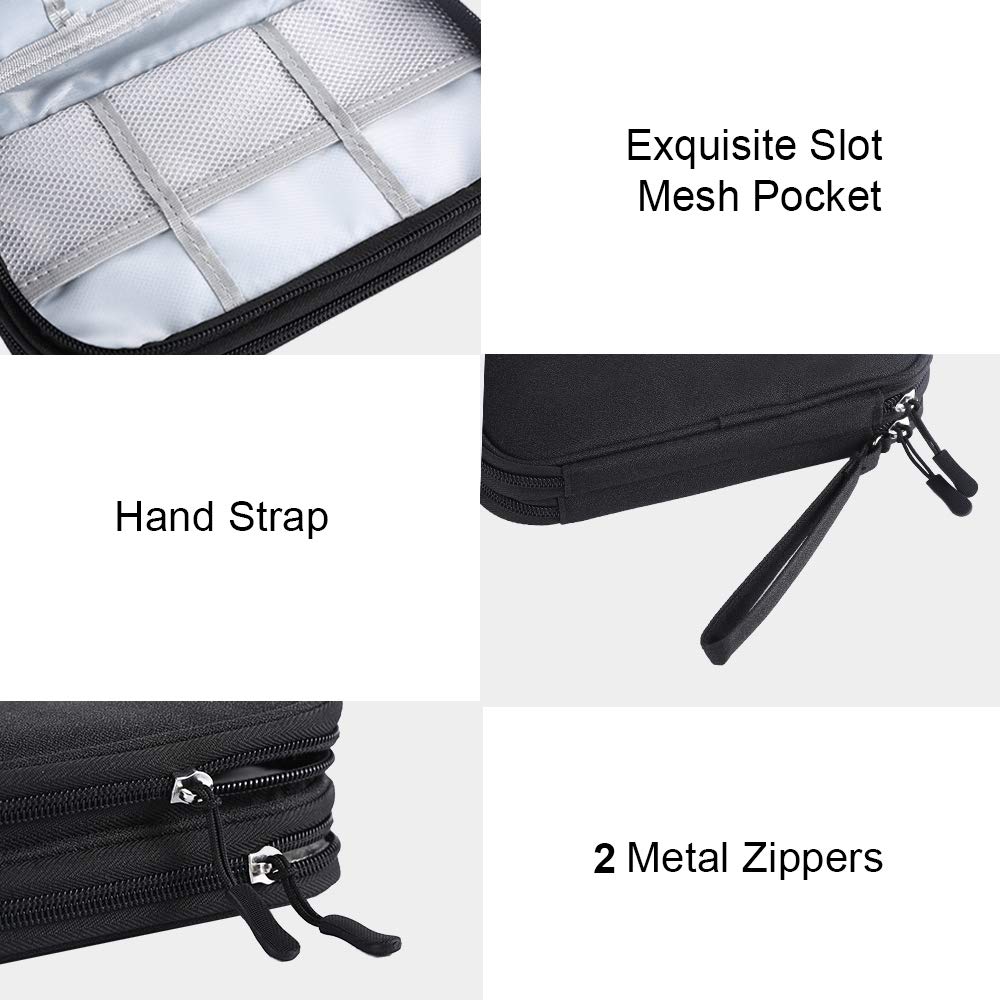 DDgro Electronics Travel Organizer, Tech Accessories Pouch Bag for Cables/Charger & Cords (Small, Black)