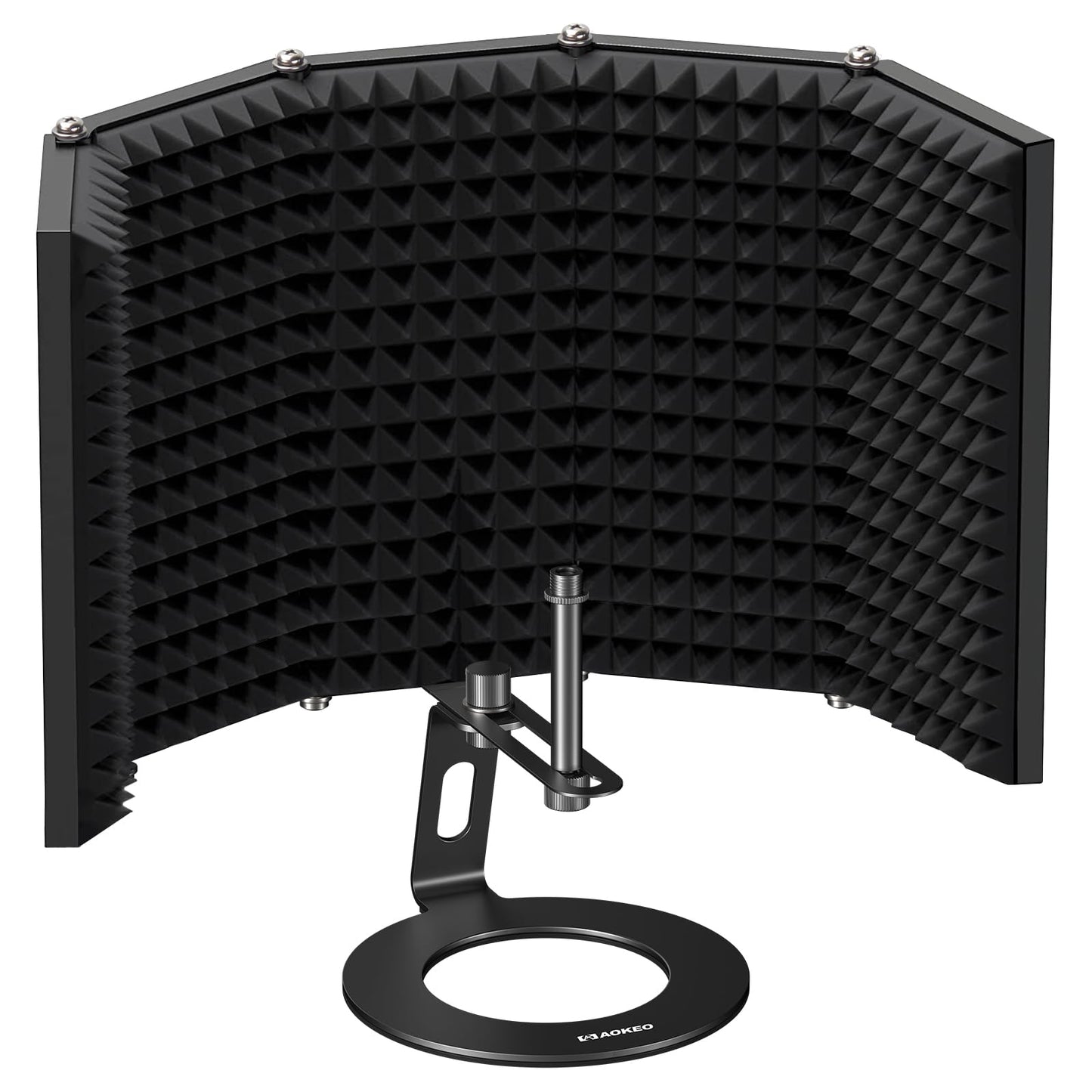 Aokeo Microphone Isolation Shield, Foldable Mic Shield with Triple Sound Insulation, Reflection Filter with 3/8" and 5/8" Mic Threaded Mount for