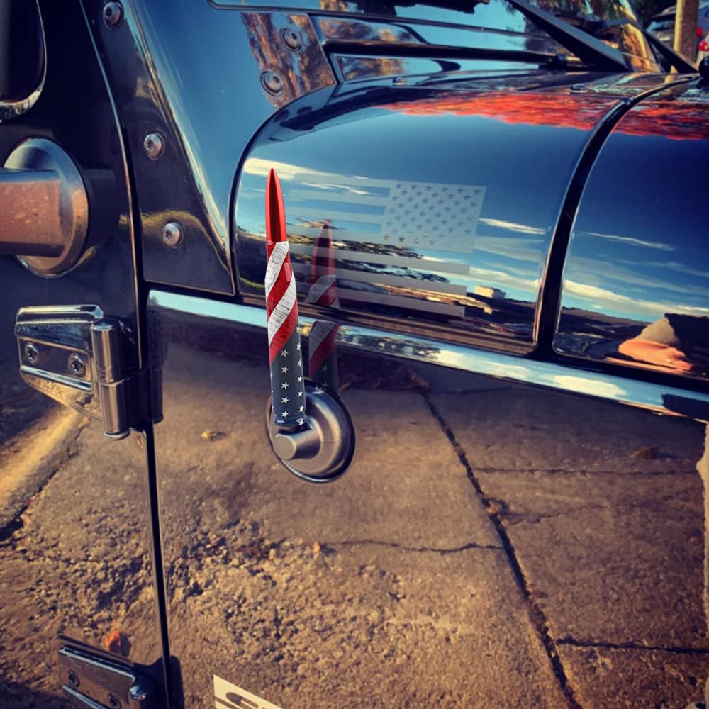 for Jeep Gladiator Antenna, 5.5 Inch Car Radio Replacement Car Wash-Proof American Flag Design Radio Antenna Compatible with Jeep Wrangler JK JL JT